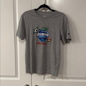 NHL Gray Short Sleeve Tee Dallas Stars vs Florida Panthers Global Series size S